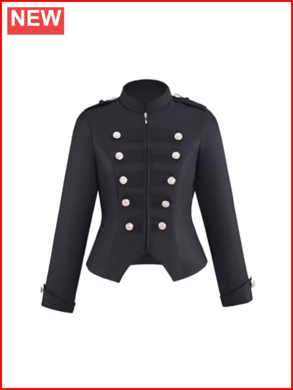 Women's Double Breasted Steampunk Jacket Military Blazer Zip Up Vintage Coat